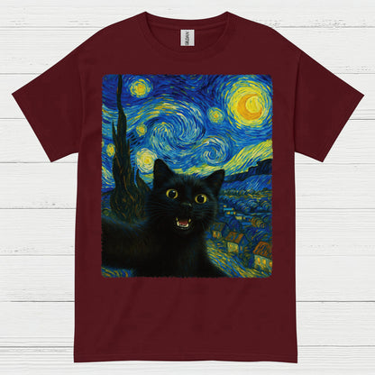 Playful Black Cat Art T Shirt