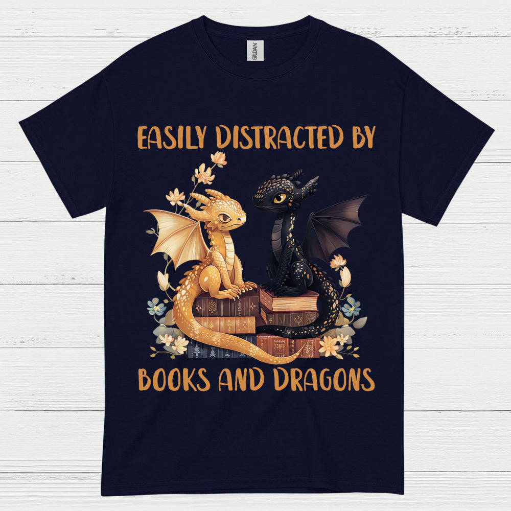 Easily Distracted By Books And Dragons T Shirt