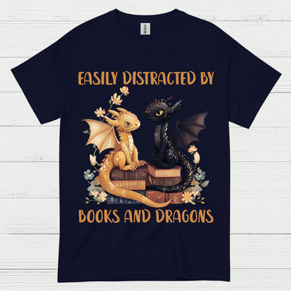 Easily Distracted By Books And Dragons T Shirt