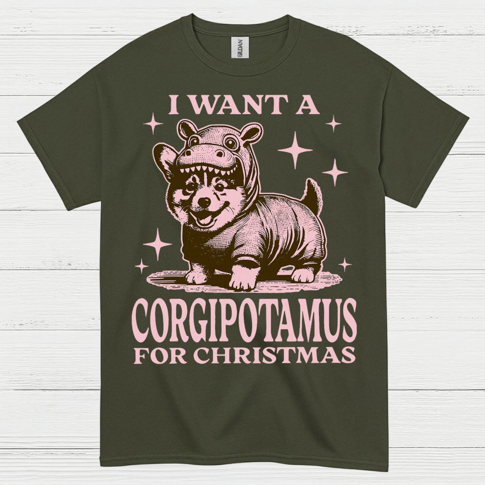 I Want A Corgipotamus For Christmas T Shirt