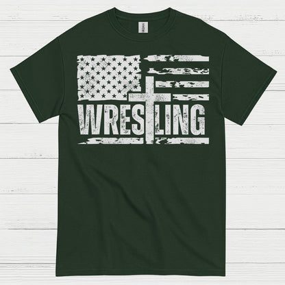 Wrestling American Flag T Shirt