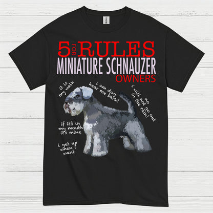 5 Rules for Miniature Schnauzer Owners Funny T Shirt