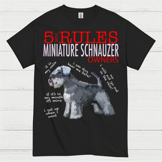 5 Rules for Miniature Schnauzer Owners Funny T Shirt