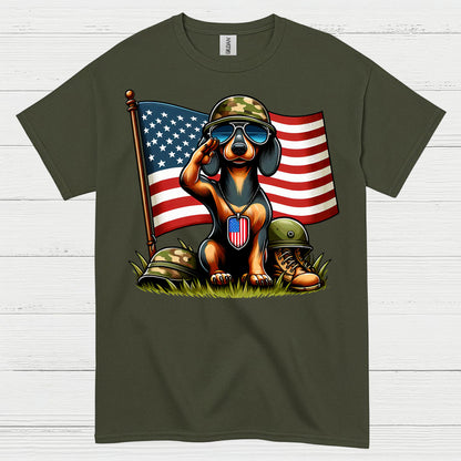 Patriotic Military Soldier Dachshund T Shirt