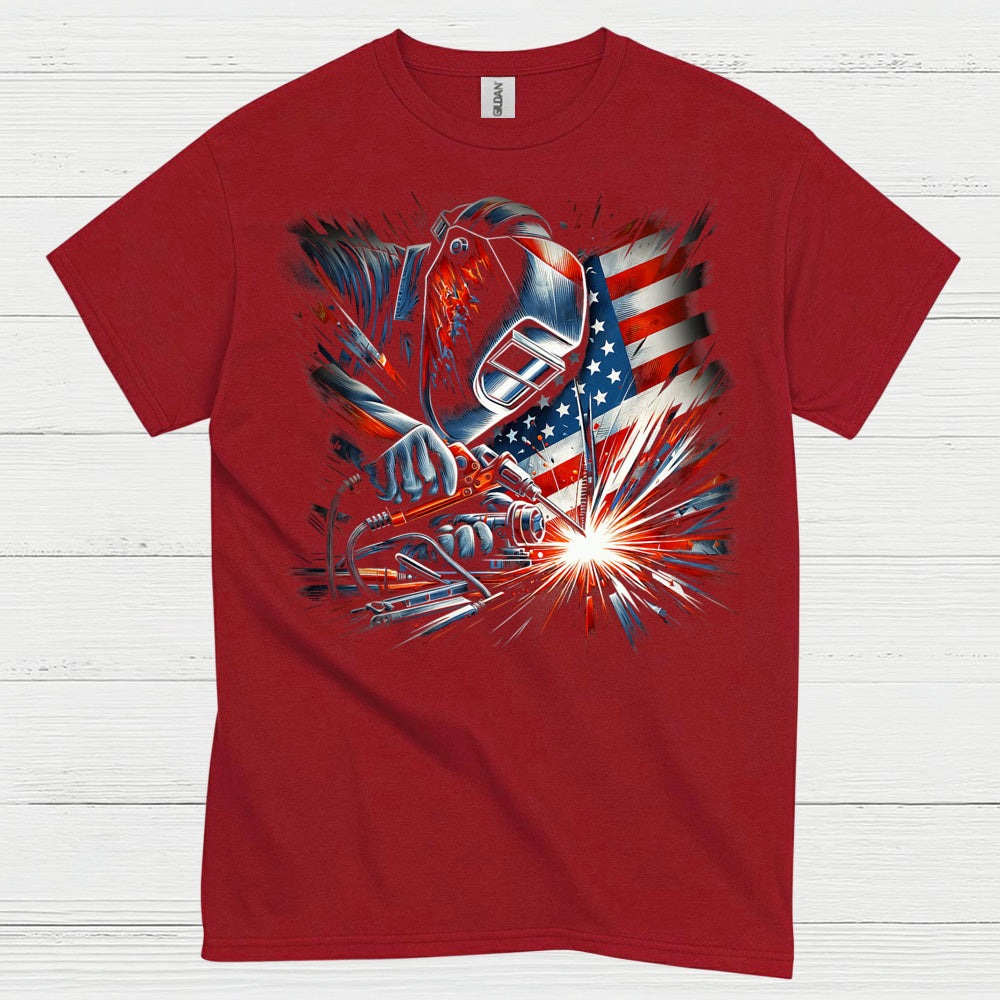 Patriotic Welder American Flag T Shirt