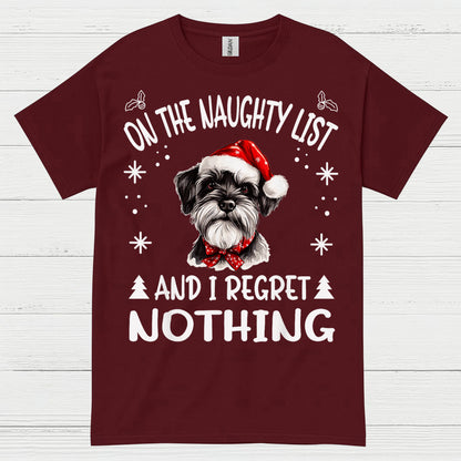 Naughty List Schnauzer Christmas T Shirt