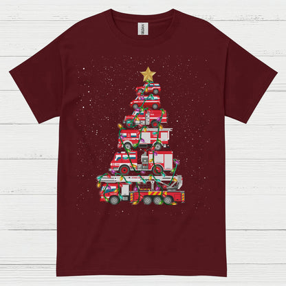 Fire Truck Christmas Tree Firefighter T Shirt