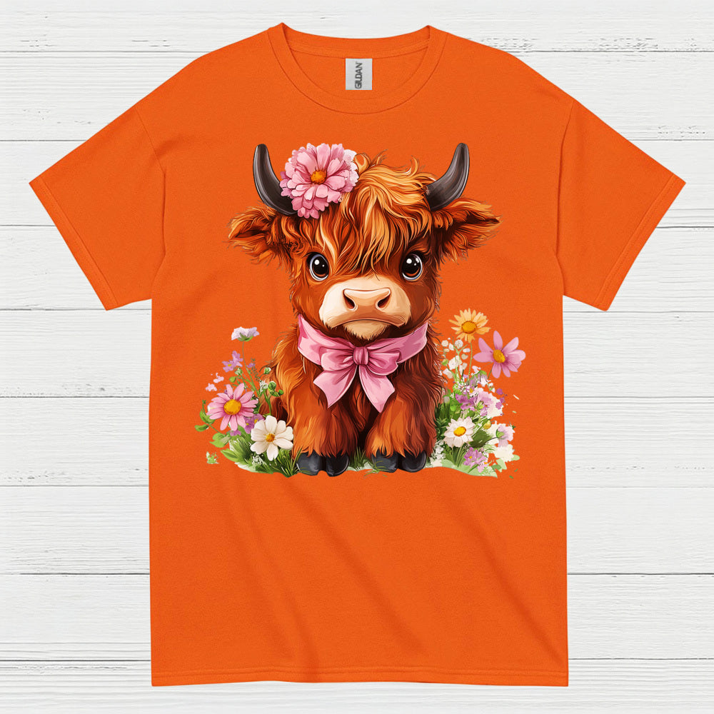 Cute Floral Baby Cow T Shirt