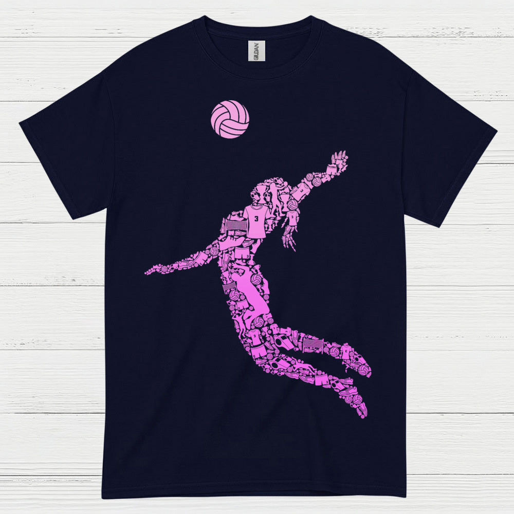 Pink Volleyball Player Silhouette T Shirt
