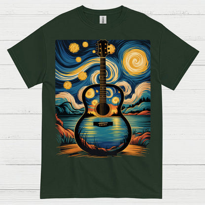 Guitar Starry Night Art T Shirt