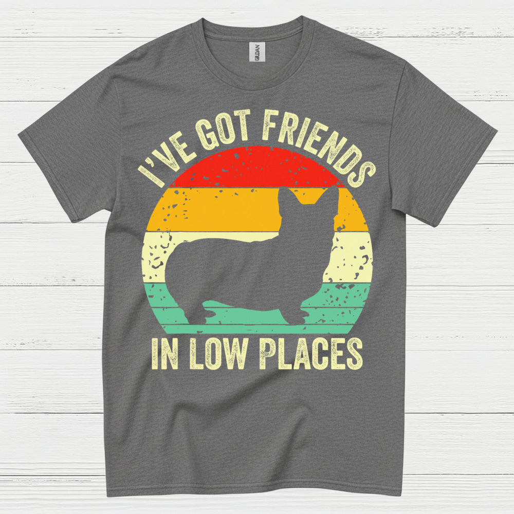 Low Places Friends Corgi Retro T Shirt