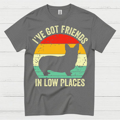 Low Places Friends Corgi Retro T Shirt