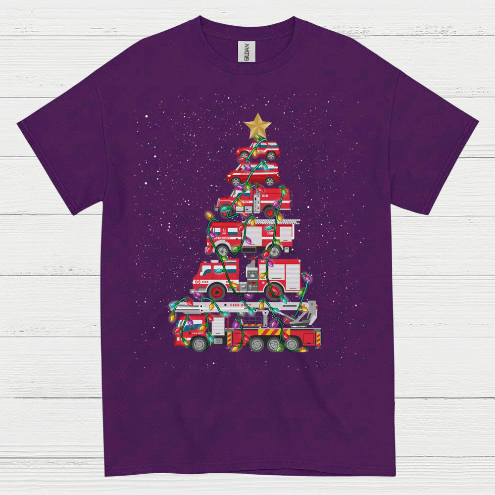 Fire Truck Christmas Tree Firefighter T Shirt