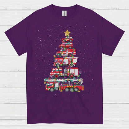 Fire Truck Christmas Tree Firefighter T Shirt