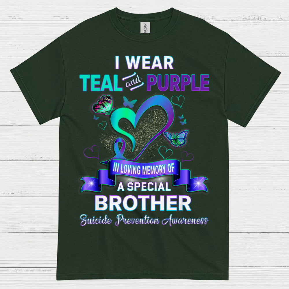 I Wear Teal Purple Brother Memory T Shirt