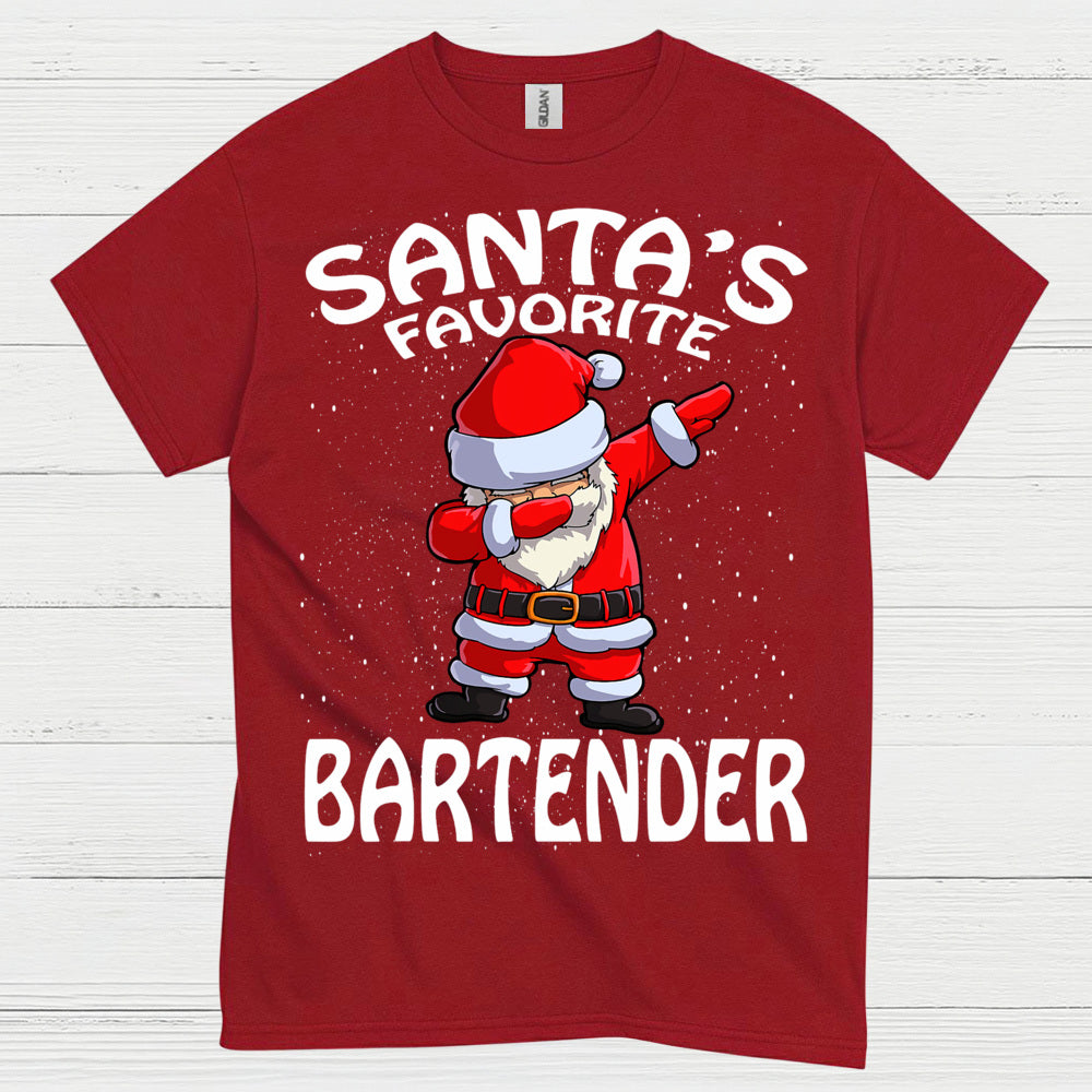 Santas Favorite Bartender Christmas T Shirt