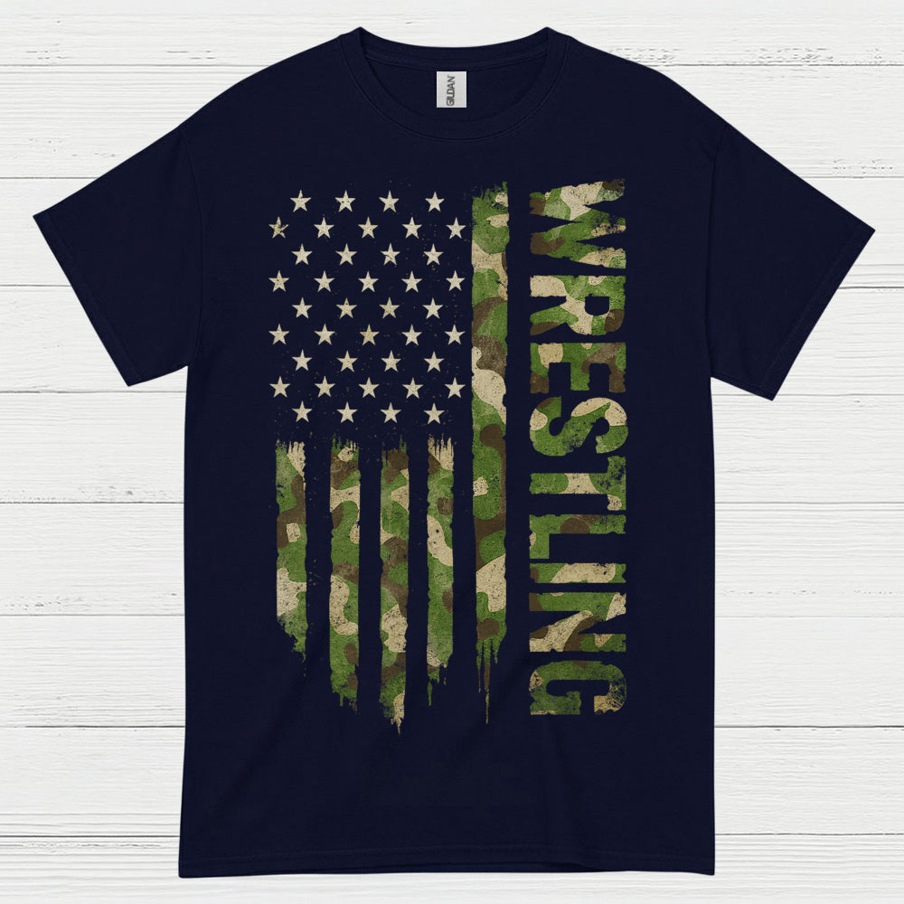 Wrestling American Flag Camo Pride T Shirt