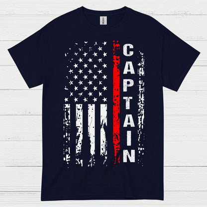 Firefighter Captain Thin Red Line Flag T Shirt