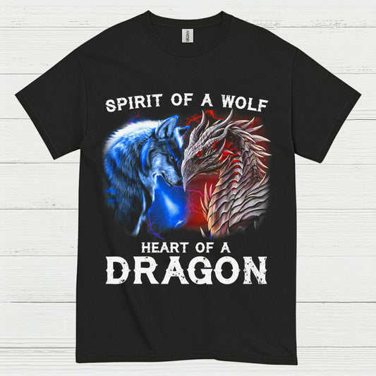 Spirit Of A Wolf Heart Of A Dragon T Shirt