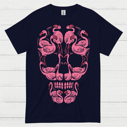 Pink Flamingo Skull Art Graphic T Shirt