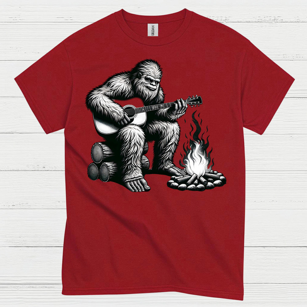 Bigfoot Playing Guitar Campfire T Shirt