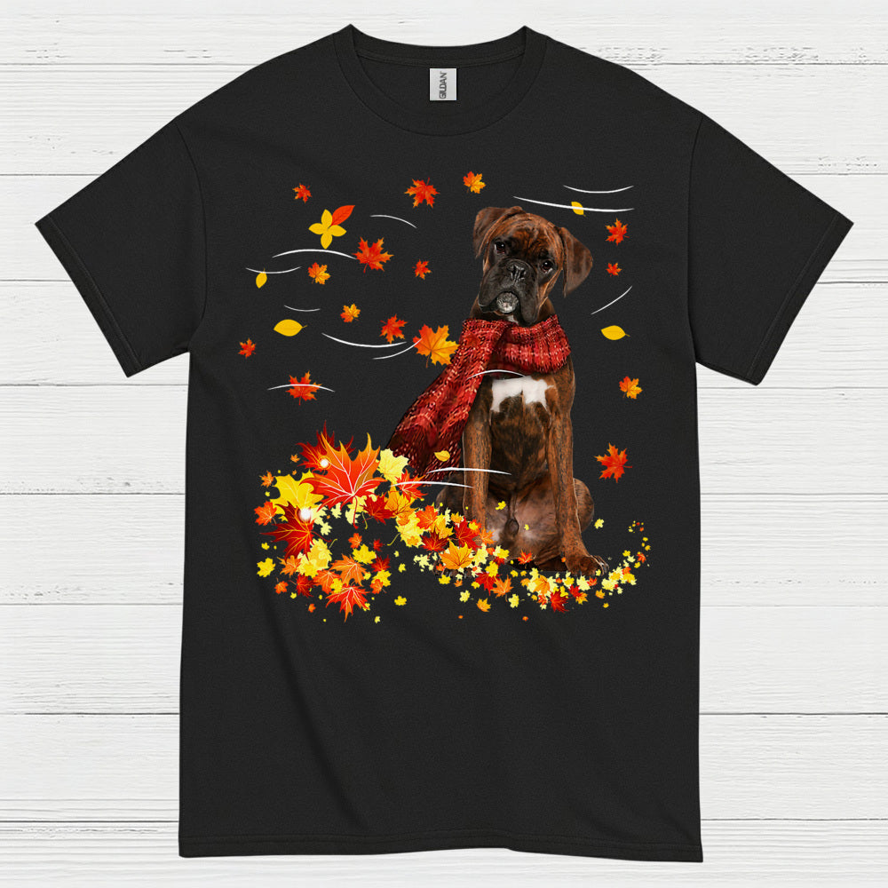 Autumn Boxer Dog T Shirt