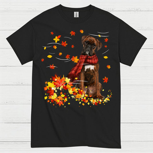 Autumn Boxer Dog T Shirt