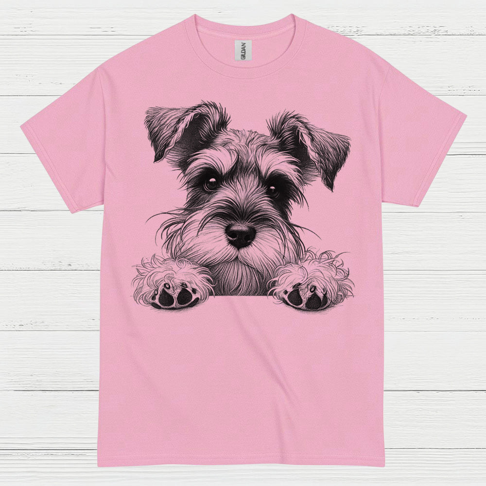 Cute Schnauzer Face Paw Art T Shirt
