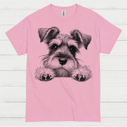 Cute Schnauzer Face Paw Art T Shirt