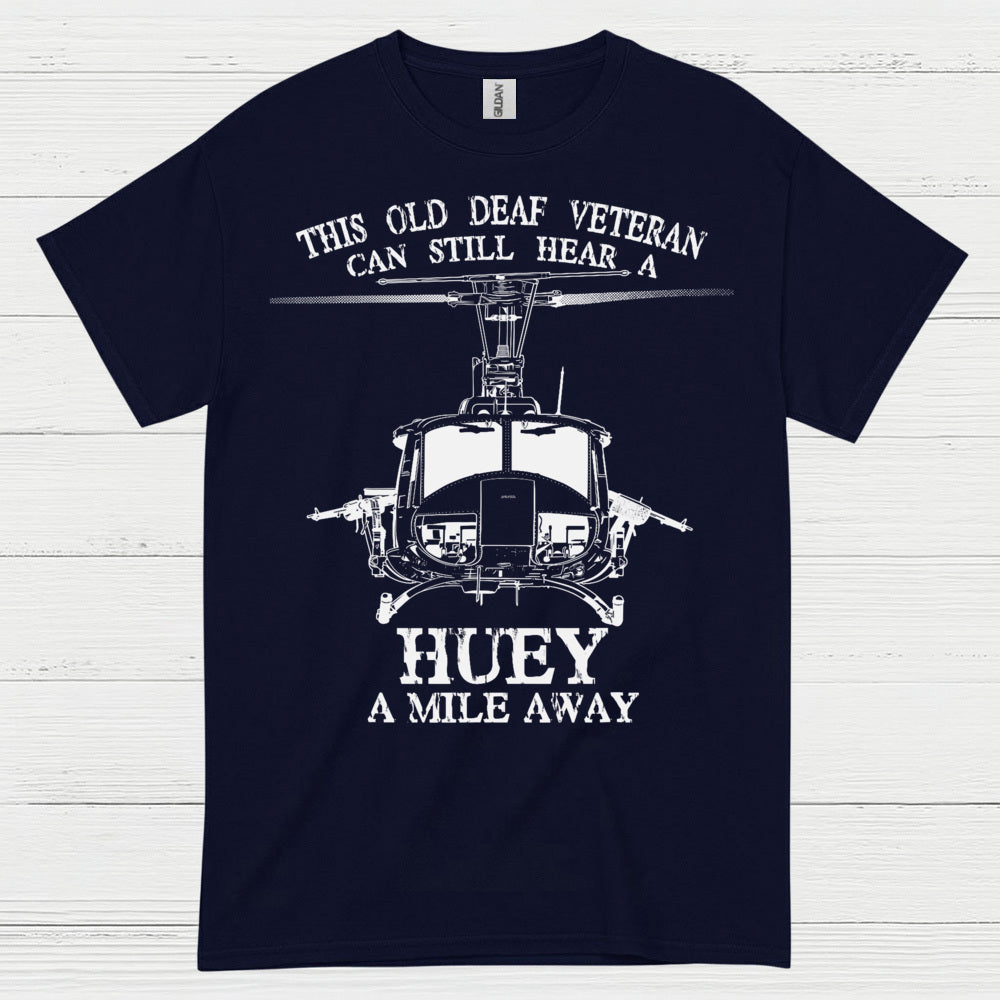 Old Deaf Veteran Huey Helicopter T-Shirt