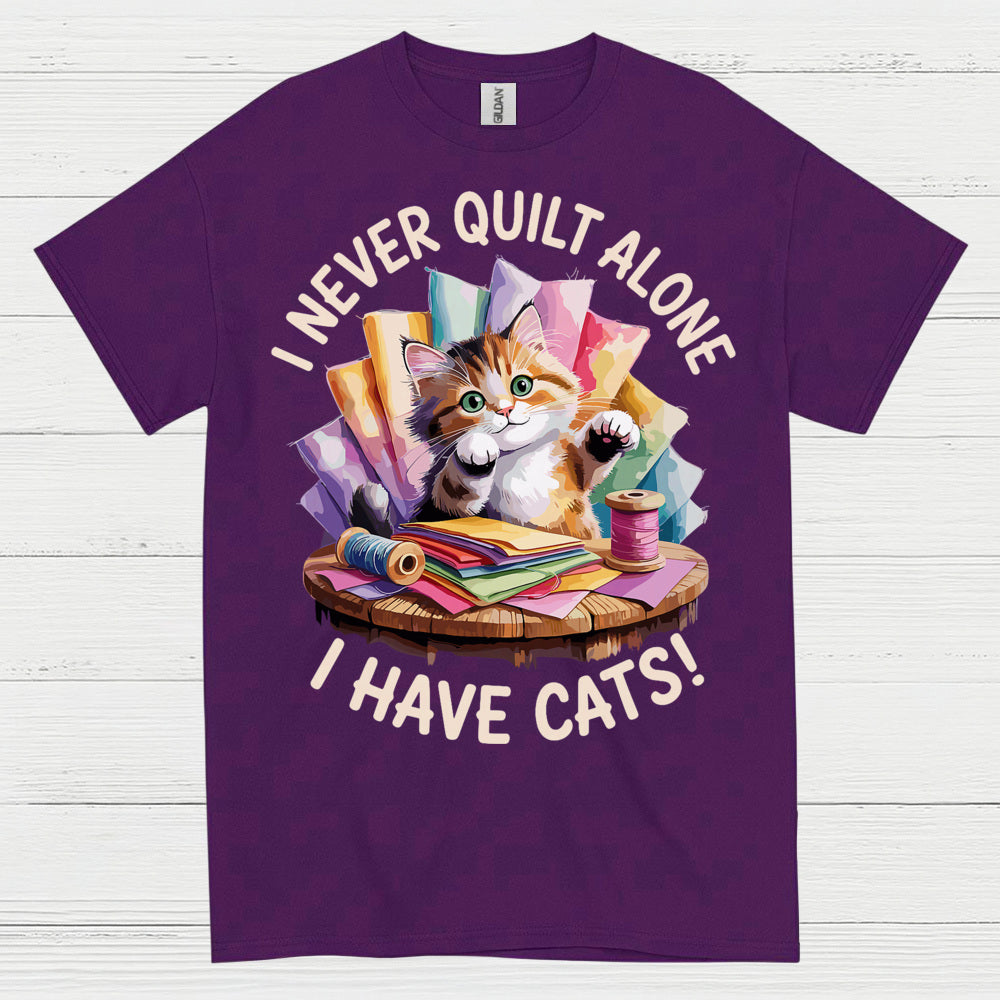 Quilting With Cats Humor T Shirt