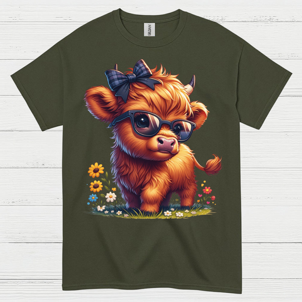 Cute Highland Cow Sunglasses T Shirt