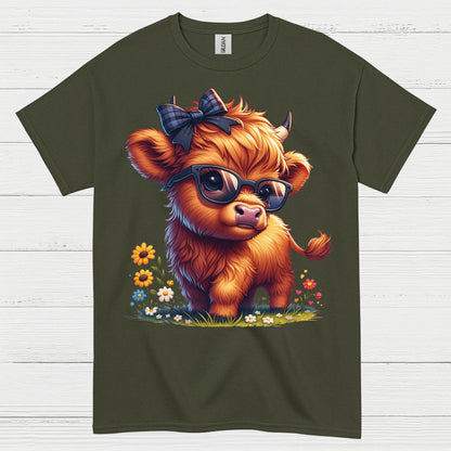Cute Highland Cow Sunglasses T Shirt