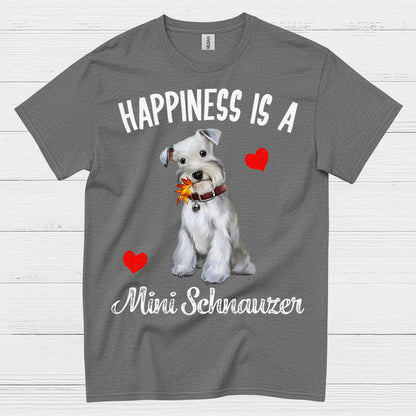 Happiness Is Mini Schnauzer Cute Dog T Shirt