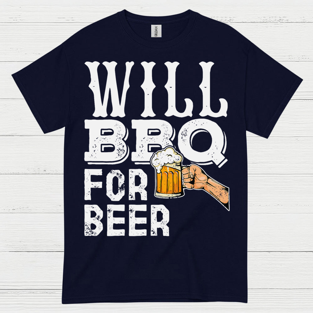 Will BBQ For Beer Funny Grill T Shirt