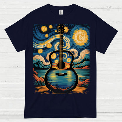 Guitar Starry Night Art T Shirt