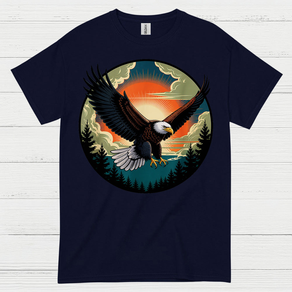 Vintage Bald Eagle Sunset Wilderness Freedom T Shirt