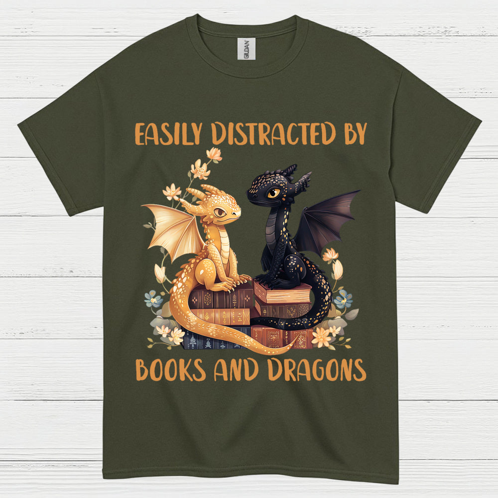 Easily Distracted By Books And Dragons T Shirt