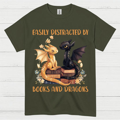 Easily Distracted By Books And Dragons T Shirt