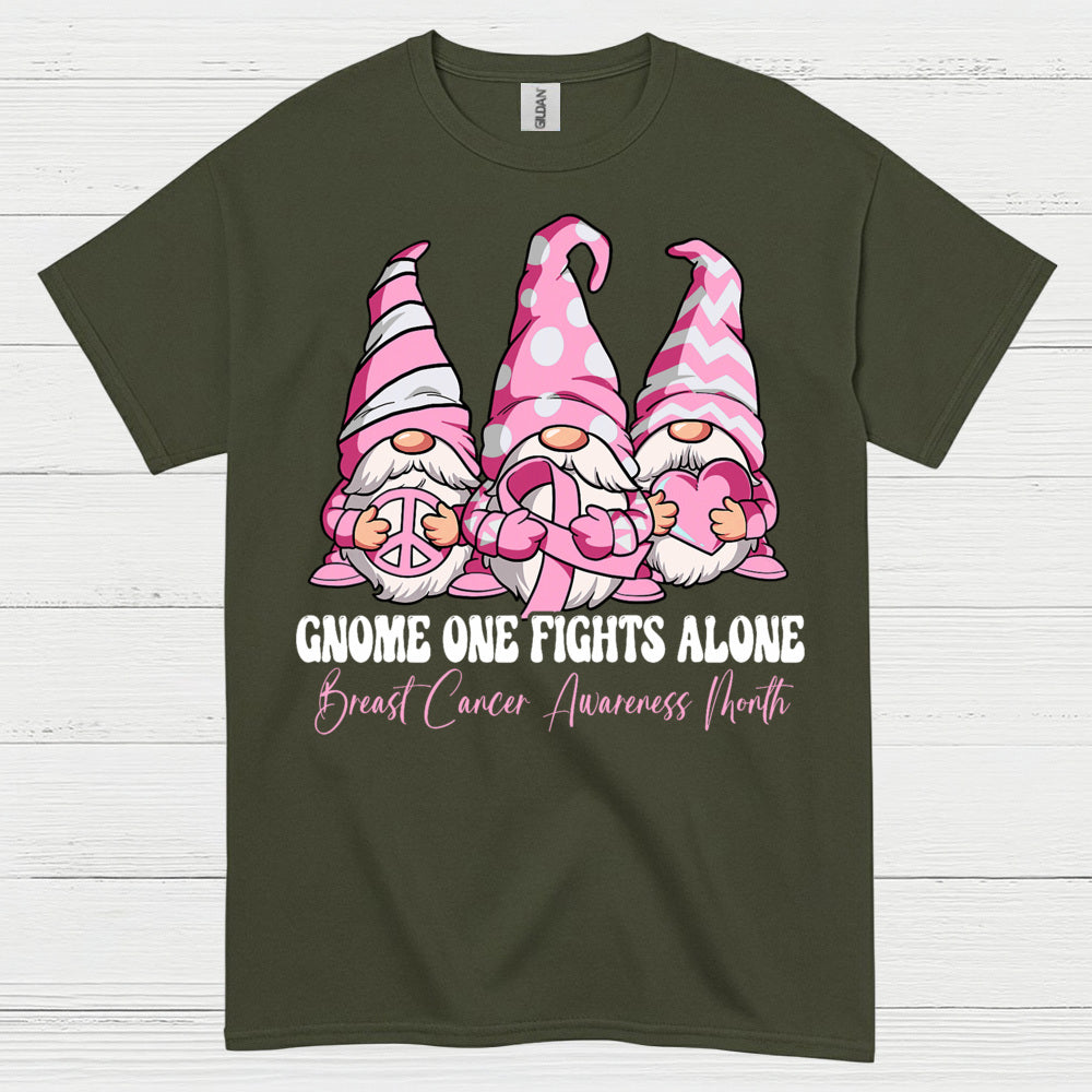 Gnome One Fights Alone Breast Cancer Awareness T Shirt