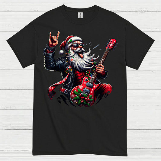 Rocking Santa Guitar T Shirt