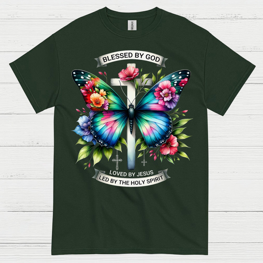Blessed By God Butterfly Christian T Shirt