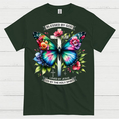 Blessed By God Butterfly Christian T Shirt