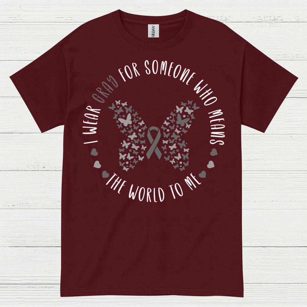 Gray Ribbon Love And Support Awareness T Shirt