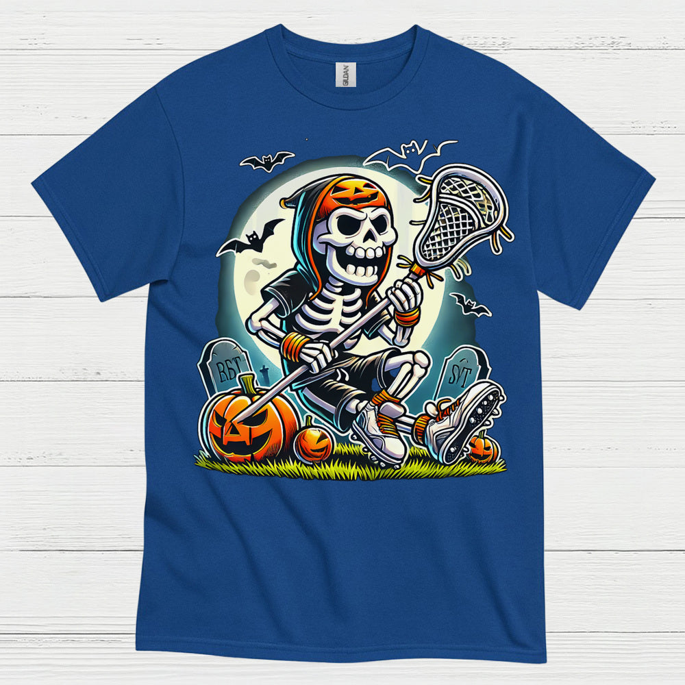 Halloween Skeleton Lacrosse Player T Shirt