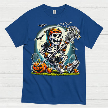 Halloween Skeleton Lacrosse Player T Shirt