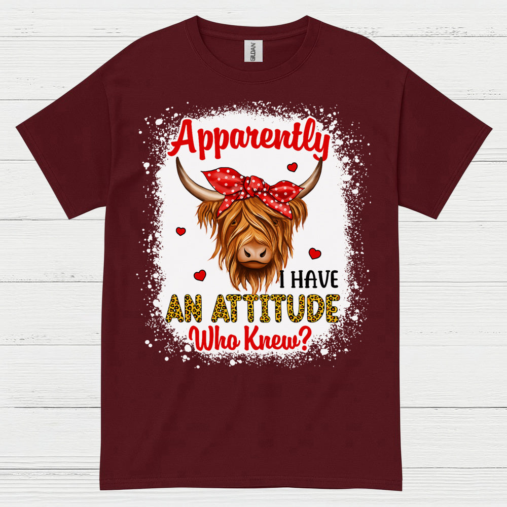 Apparently I Have An Attitude Cow T Shirt