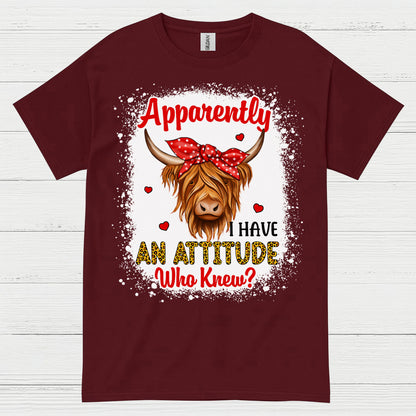Apparently I Have An Attitude Cow T Shirt