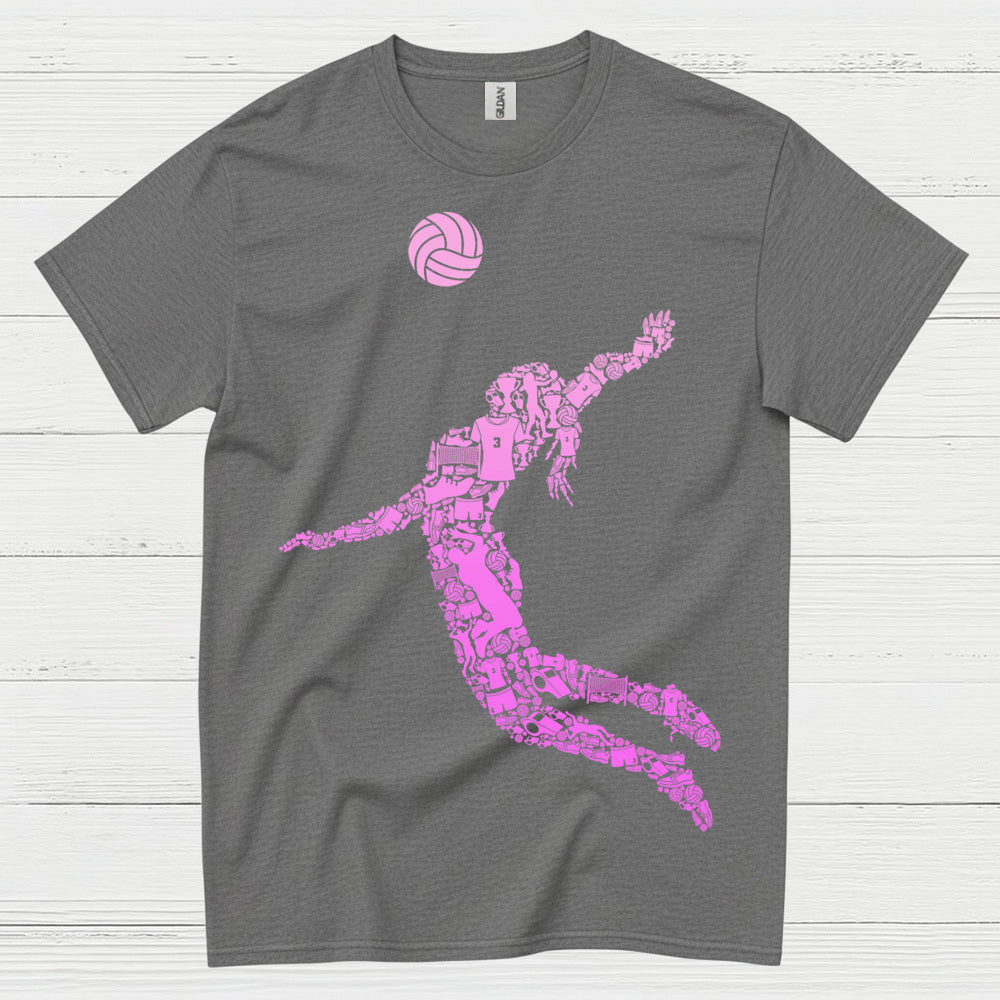 Pink Volleyball Player Silhouette T Shirt