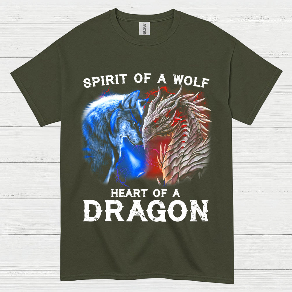 Spirit Of A Wolf Heart Of A Dragon T Shirt